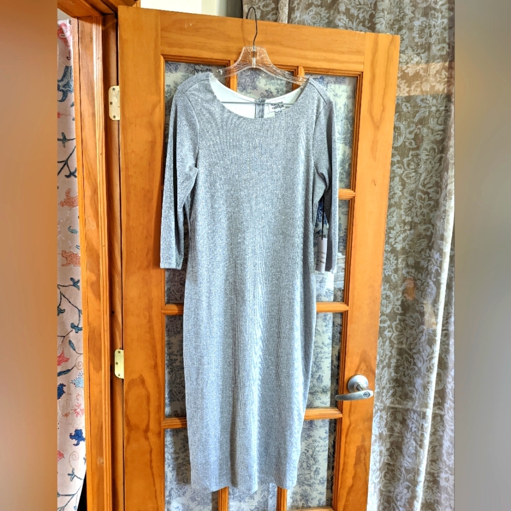 Silver grey pencil dress